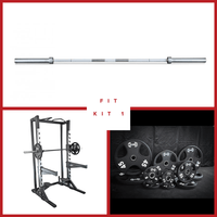 Thumbnail for Half rack with barbell, weight plates, and a separate barbell.