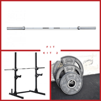 Thumbnail for Compact Squat Stand Complete Weight Set - Muscle D Fitness - Adjustable Safety Guards - Vertical Bar Storage - Home Gym