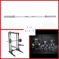 Thumbnail for Half rack, barbell, and various weight plates.