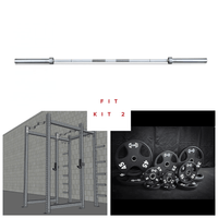 Thumbnail for Barbell, power rack, and various weight plates for a full gym setup.