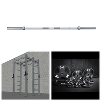 Thumbnail for Barbell, wall-mounted rack, and weight plates.