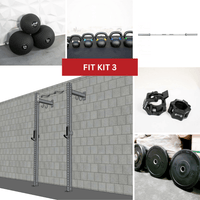 Thumbnail for TGrip Commercial 4' Low Profile Wall Mount Rig Fitness Kits - 3x3 Steel - Functional Multi-Grip Pull-Up - Sandwich Style J-Hooks