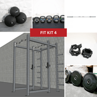 Thumbnail for Collage of a power rack, medicine balls, kettlebells, barbell, clamps, and weight plates.