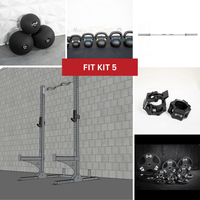 Thumbnail for Collage of squat stand, medicine balls, kettlebells, barbell, weight plates, and barbell collars.