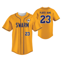 Thumbnail for Gold baseball jersey with "SWARM" and "23" on front, bee logo, and "PLAYER NAME 23" on back.