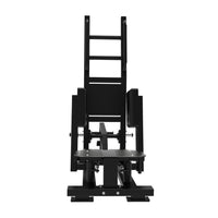 Thumbnail for Black standing hip abductor machine with padded armrests and a footplate, front view.