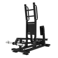 Thumbnail for Black plate-loaded standing hip abductor machine with silver weight horns and padded supports.