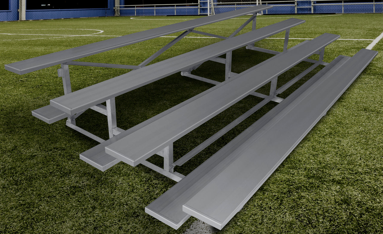 Spectator Stationary 21' Low Rise Bleacher, 4 Row, Double Foot Plank