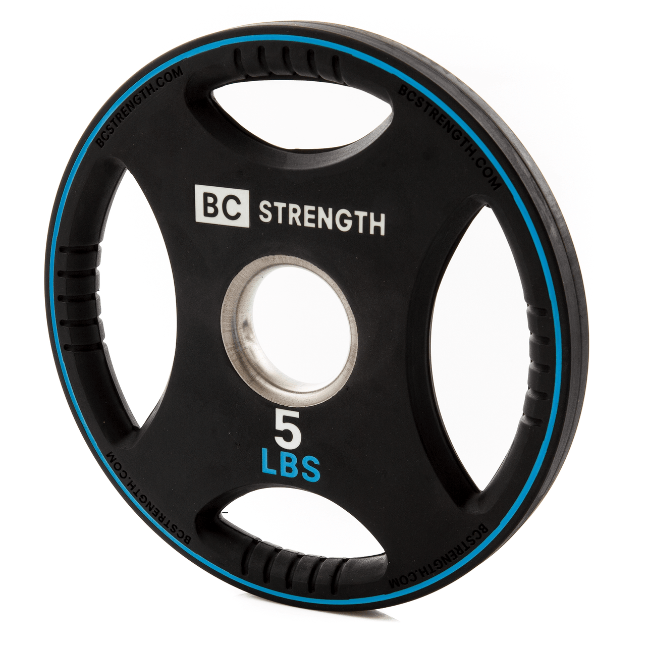 BC Strength 5lb weight plates set of 2 rubber-coated cast iron with quad-grip handles