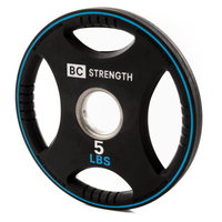 Thumbnail for BC Strength 5lb weight plates set of 2 rubber-coated cast iron with quad-grip handles