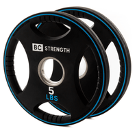 Thumbnail for BC Strength 5lb weight plates set of 2 rubber-coated cast iron with quad-grip handles