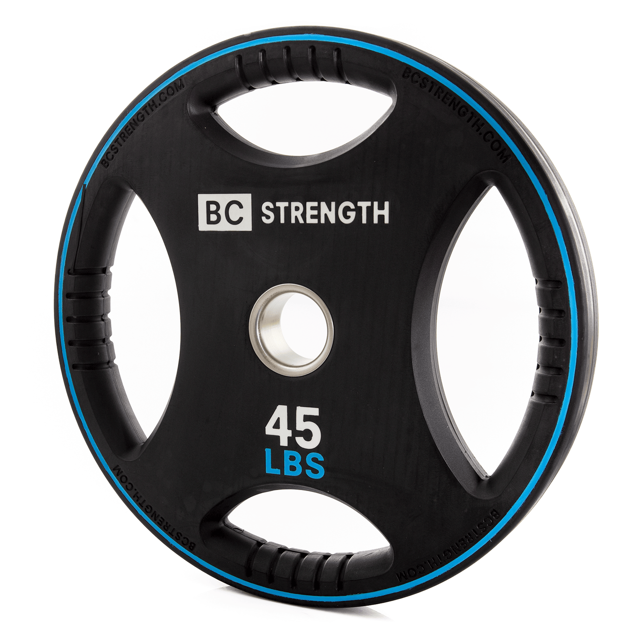 BC Strength 45lb rubber-coated cast-iron Olympic weight plates, set of 2