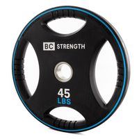 Thumbnail for BC Strength 45lb rubber-coated cast-iron Olympic weight plates, set of 2