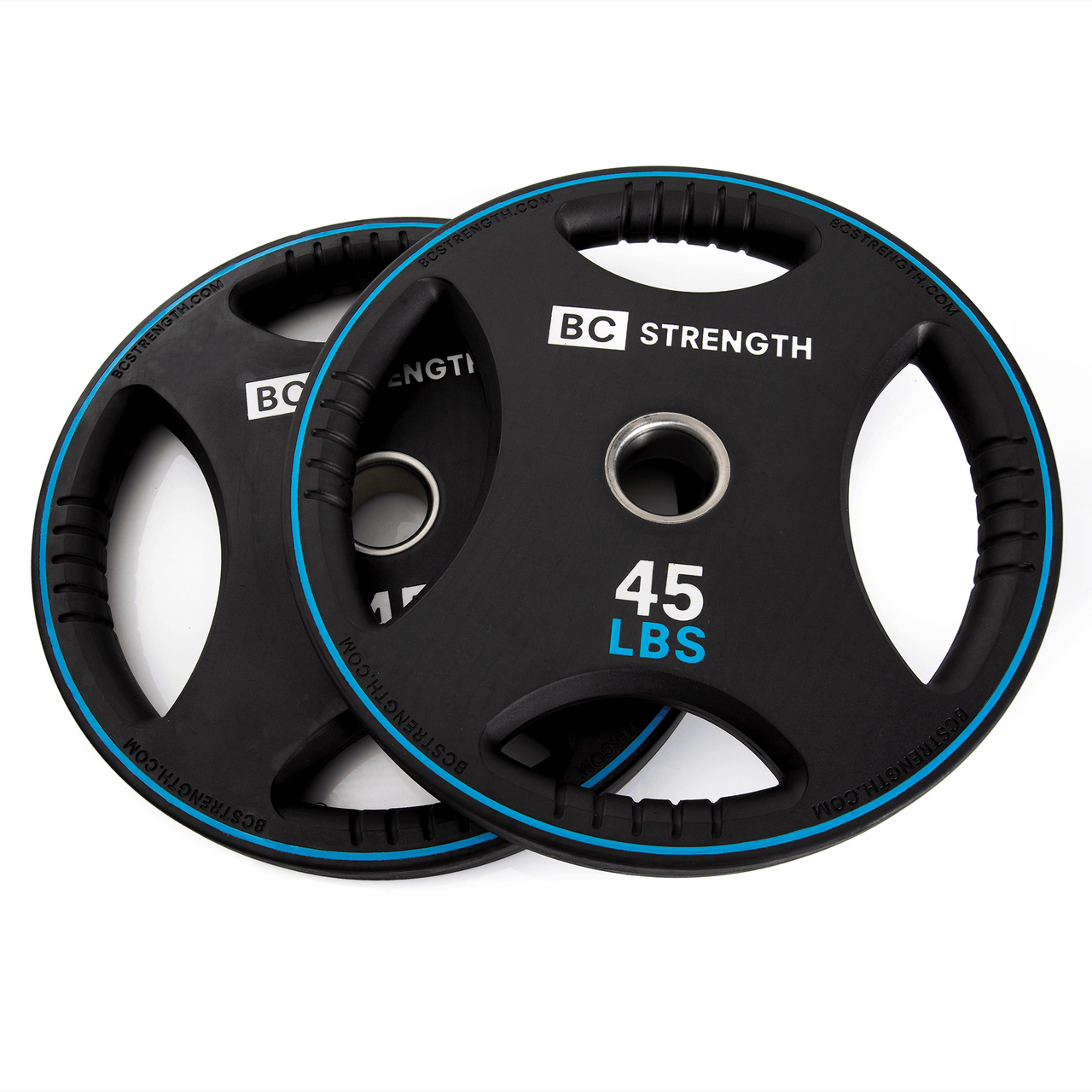 BC Strength Thruster Bar with two 45lb Olympic weight plates hip thrust set