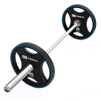 Thumbnail for BC Strength Thruster Bar with two 45lb Olympic weight plates hip thrust set