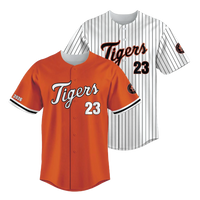Thumbnail for Orange and white pinstripe baseball jerseys with 