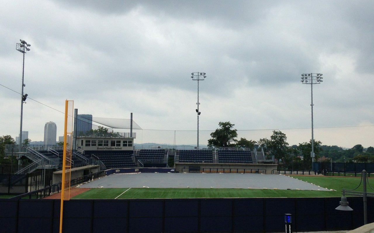 Full infield tarp viewed from right field