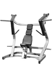 Thumbnail for Silver and black iso-lateral wide chest press machine with an adjustable seat.