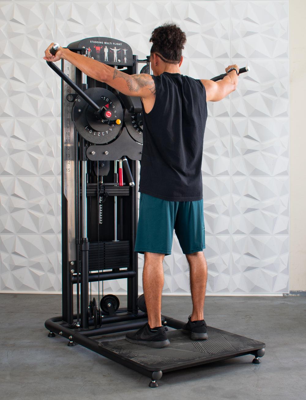 Muscle-Flight Trainer - Muscle D Fitness - Heavy Base - Adjustable Height and Range of Motion - Selectorized