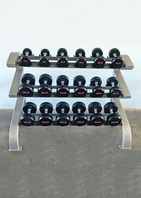 Thumbnail for Three Tier 9 Pairs Dumbbell Rack - Muscle D Fitness -  Commercial Grade 3 Tier Dummbbell Rack