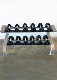 Thumbnail for Two Tier 6 Pairs Dumbbell Rack - Muscle D Fitness - Durable 2 Tier 6 Pair Dumbbell Rack