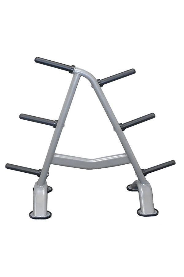 Gray Olympic plate tree with 6 black storage pegs, angled on a white background.