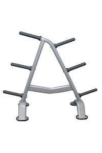 Thumbnail for Gray Olympic plate tree with 6 black storage pegs, angled on a white background.