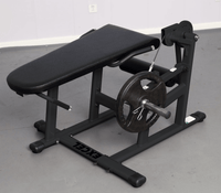 Thumbnail for Black plate-loaded leg extension/curl machine with a padded bench and a single weight plate.