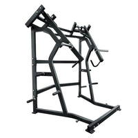 Thumbnail for Black plate-loaded strength training machine with angled arms and multiple grip options on a white background.