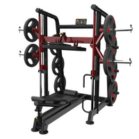 Thumbnail for Black and red vertical leg press machine with weight plates on a white background.