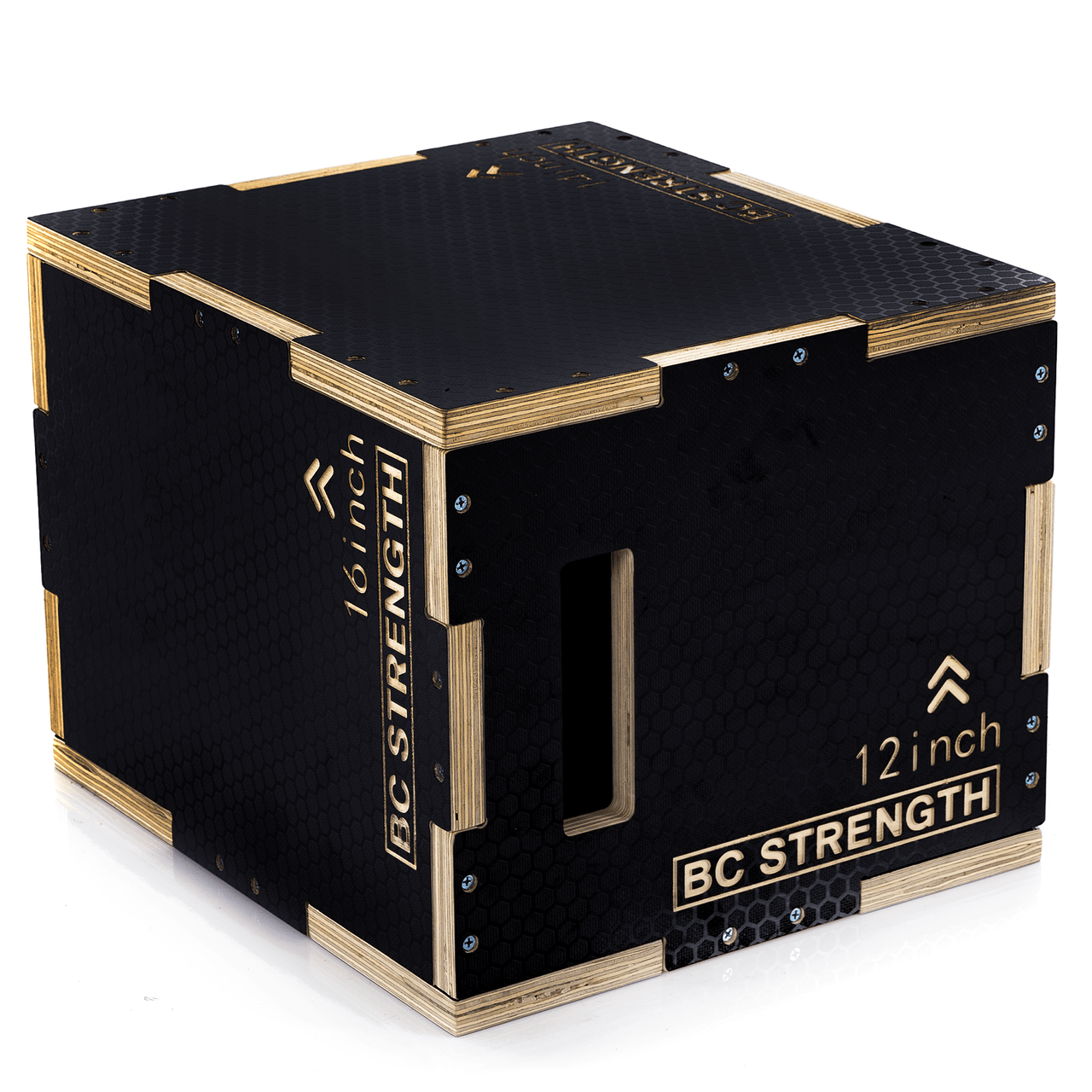 BC Strength BC Box, three-height plywood training box for straddle lifts and step ups