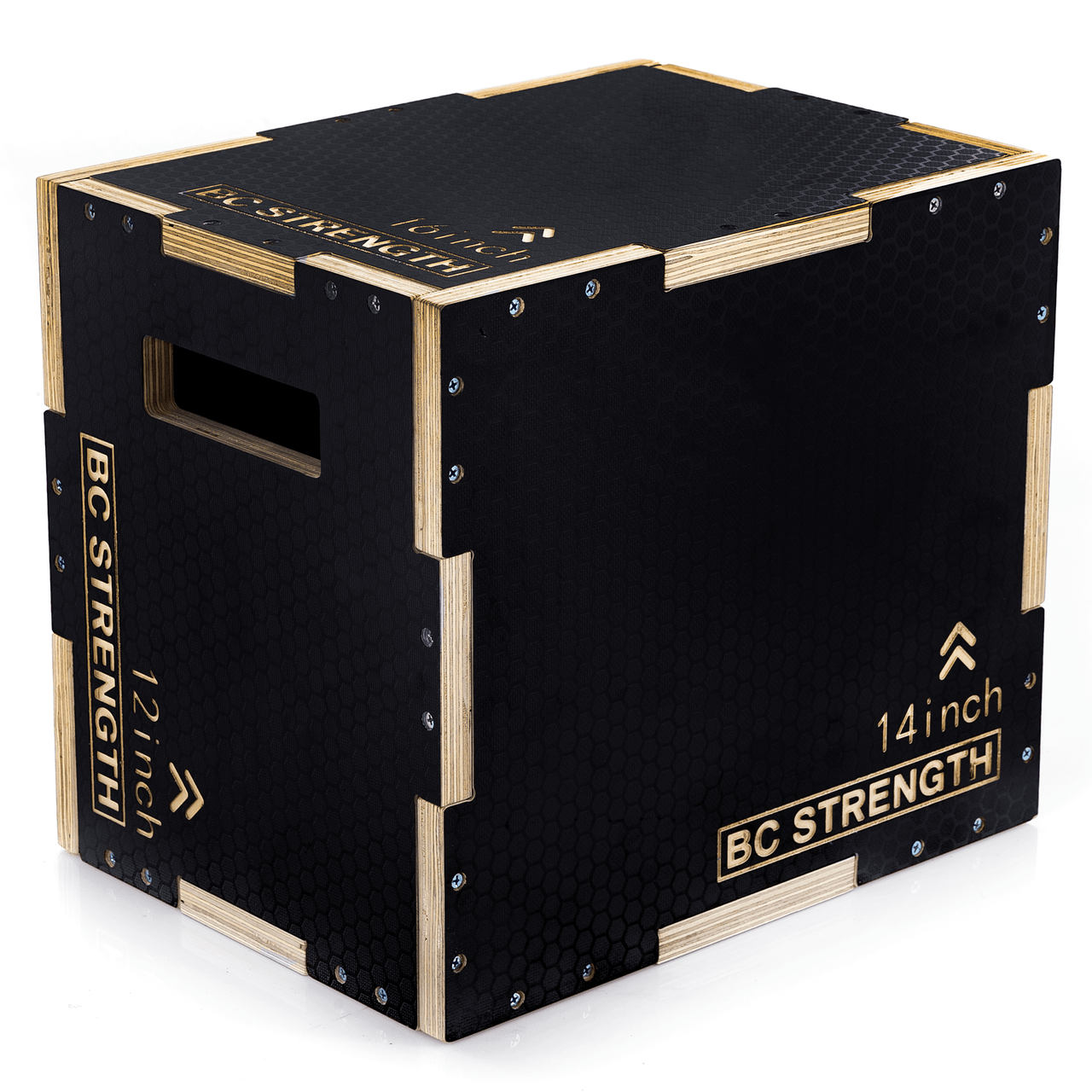 BC Strength BC Box, three-height plywood training box for straddle lifts and step ups