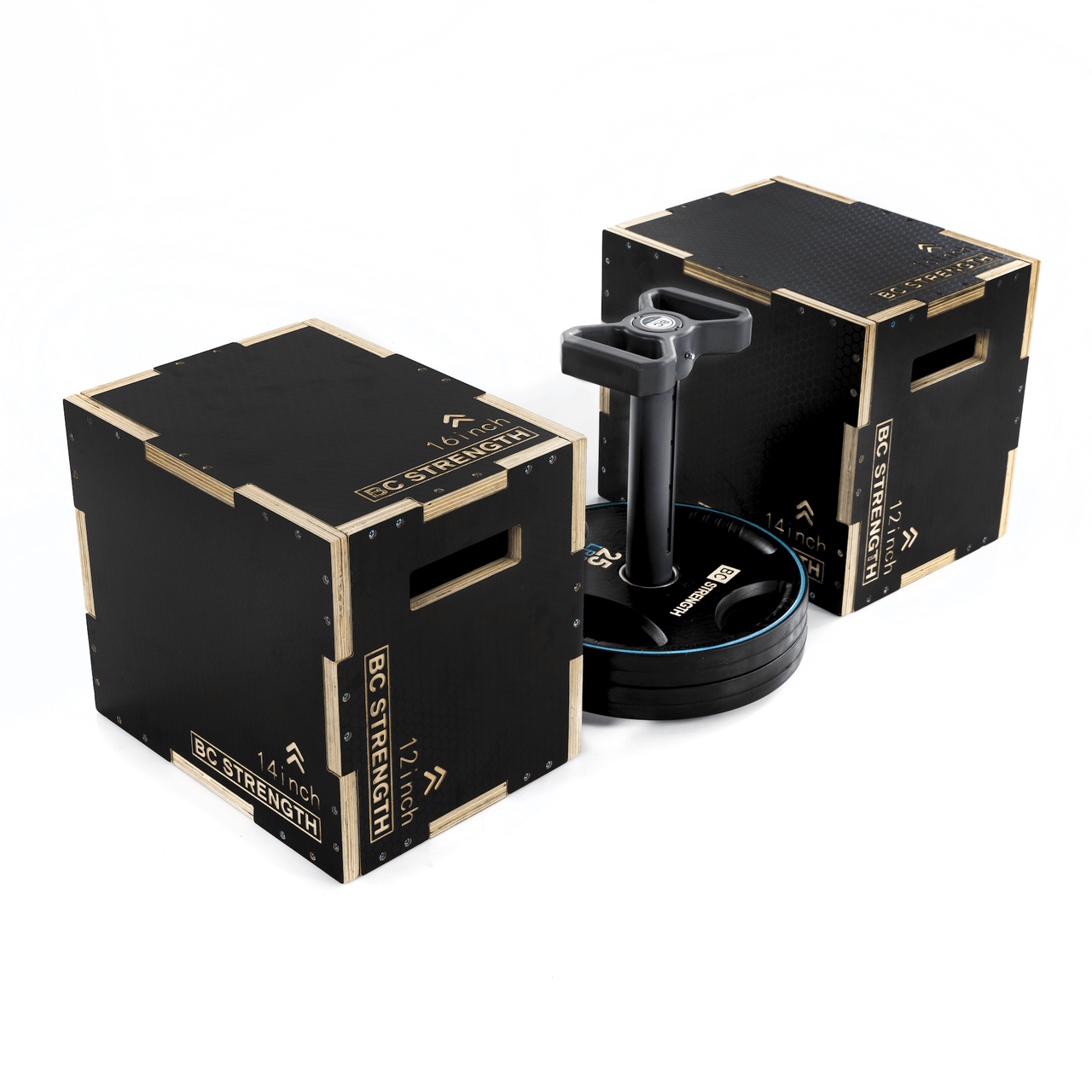 BC Strength BC Box, three-height plywood training box for straddle lifts and step ups