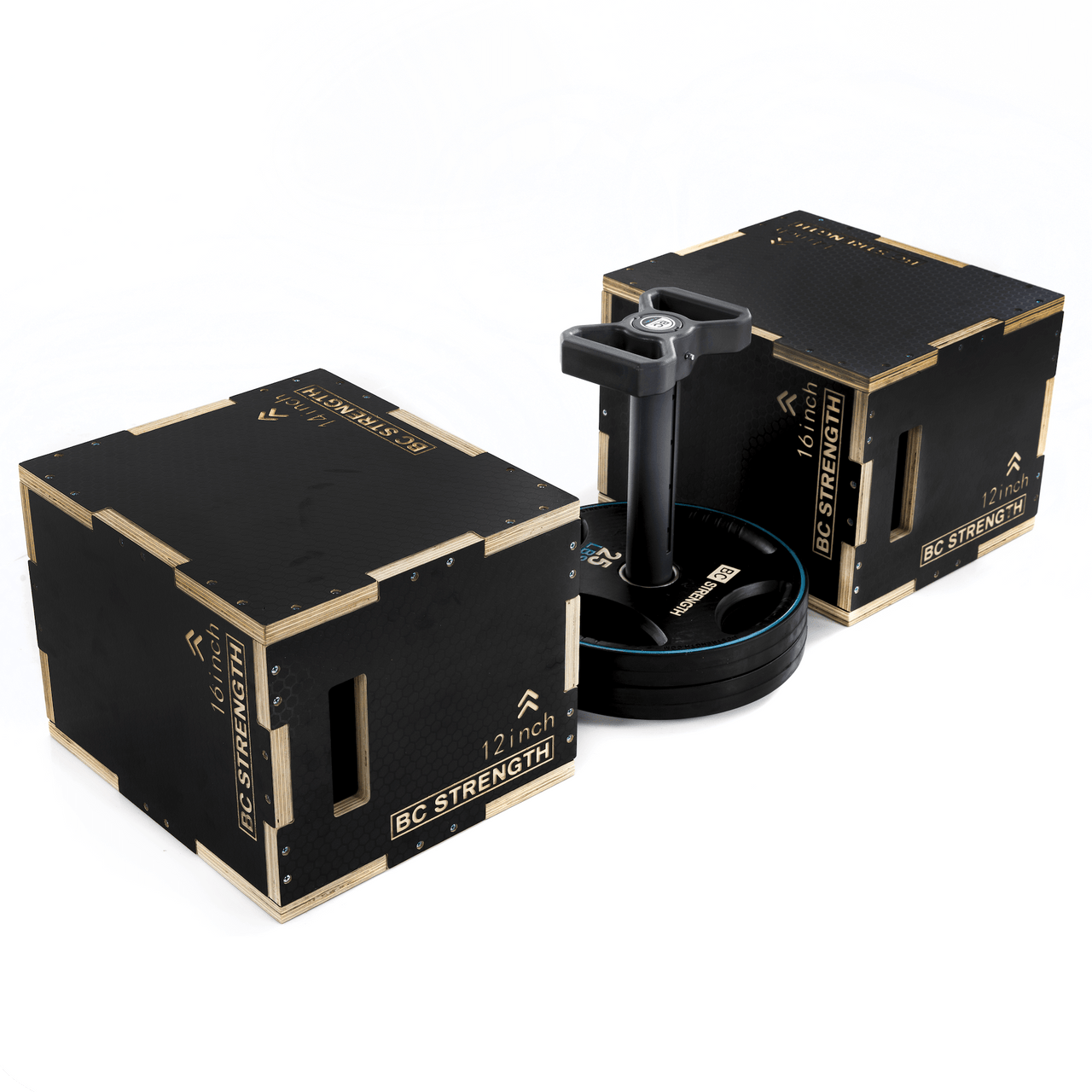 BC Strength BC Box, three-height plywood training box for straddle lifts and step ups