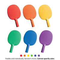 Thumbnail for Six colorful plastic table tennis paddles in red, orange, yellow, green, blue, and purple.