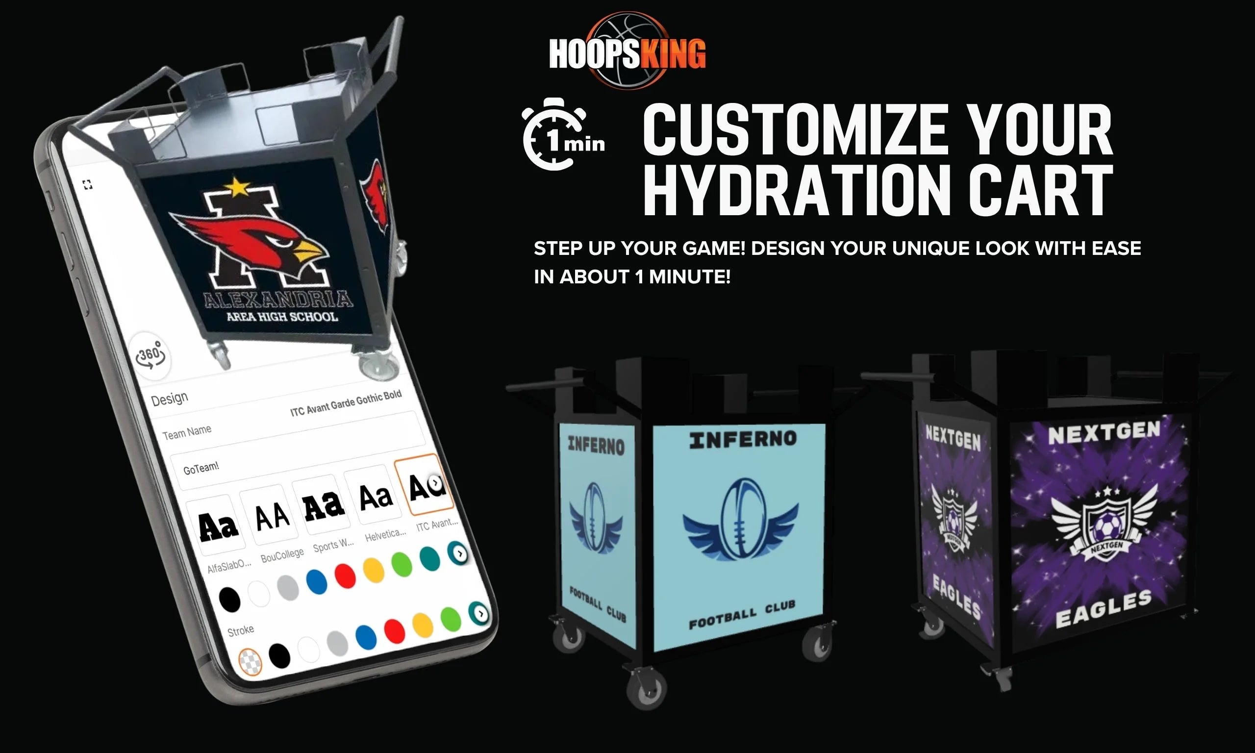 Hoopsking custom 32oz water bottle for athletes and coaches
