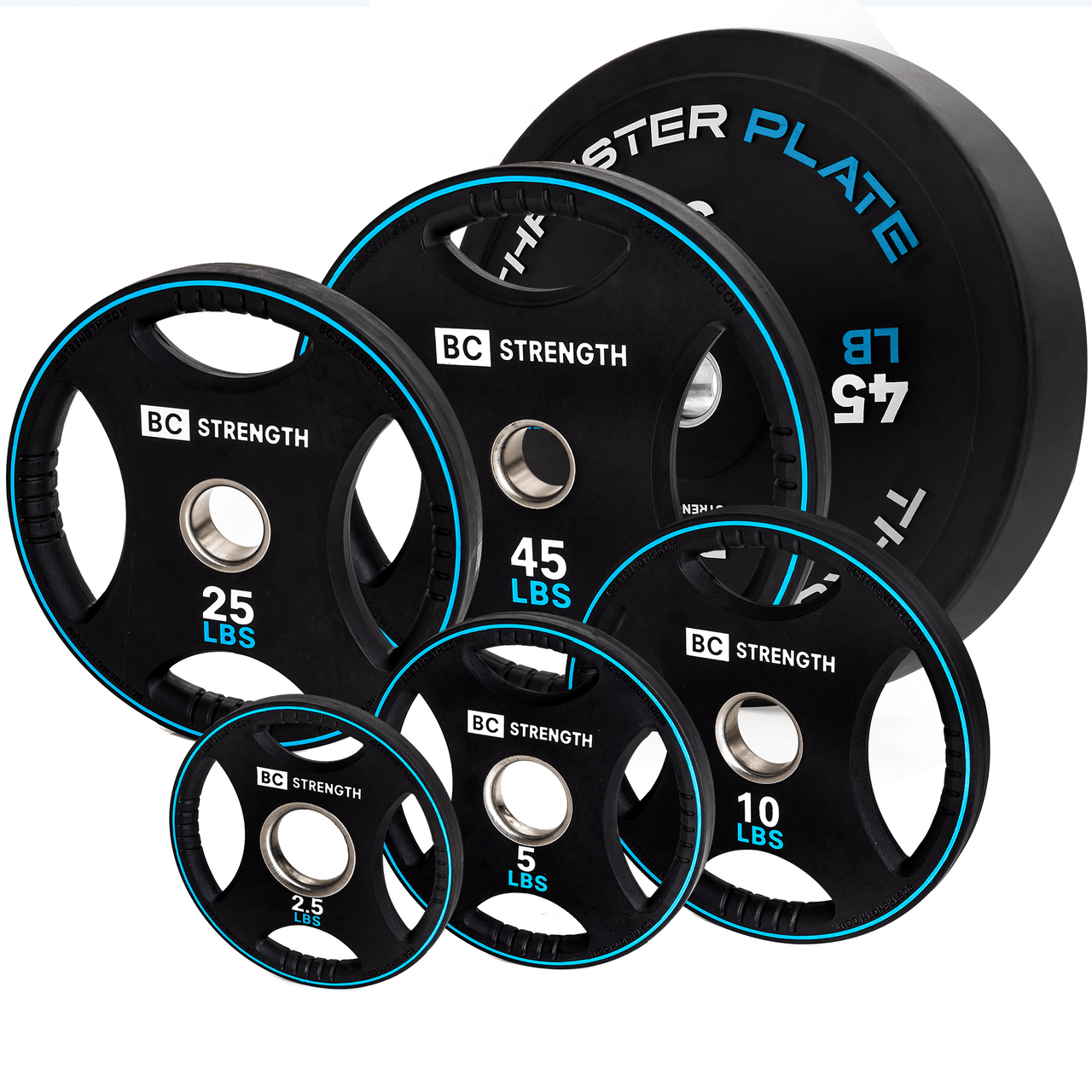 BC Strength full set of Olympic weight plates plus 45lb Thruster Plates for hip thrusts