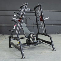Thumbnail for Black and gray Power Leverage V2 Convergent Bench with an adjustable seat and weight plate holders.