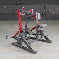 Thumbnail for Red and black iso-lateral seated row machine with a gray seat and backrest.
