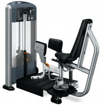 Thumbnail for Precor Discovery Series selectorized outer thigh machine with black seat and silver frame.