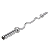 Thumbnail for Silver hard chrome curl bar with ergonomic angles on a white background.