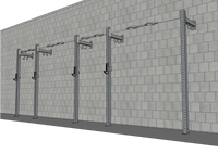 Thumbnail for 20-foot low profile wall mount rig with pull-up bar and J-hooks against a gray brick wall.
