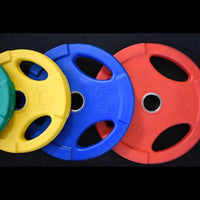Thumbnail for RUBBER COATED COLORED OLYMPIC PLATES: Rubber Plates, per Pair - Muscle D Fitness - Weights Pairs