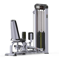 Thumbnail for Gray and black inner/outer thigh exercise machine with weight stack.