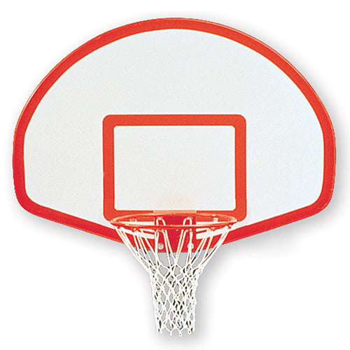 Basketball System - Straight Post (4-1/2 in. Pole with 4 ft. Offset) - 36 in. Aluminum Fan Backboard - Playground Breakaway Goal