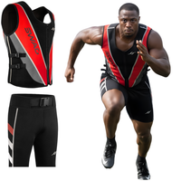 Thumbnail for Black, red, and gray weighted vest and shorts, with a man wearing the set while running.