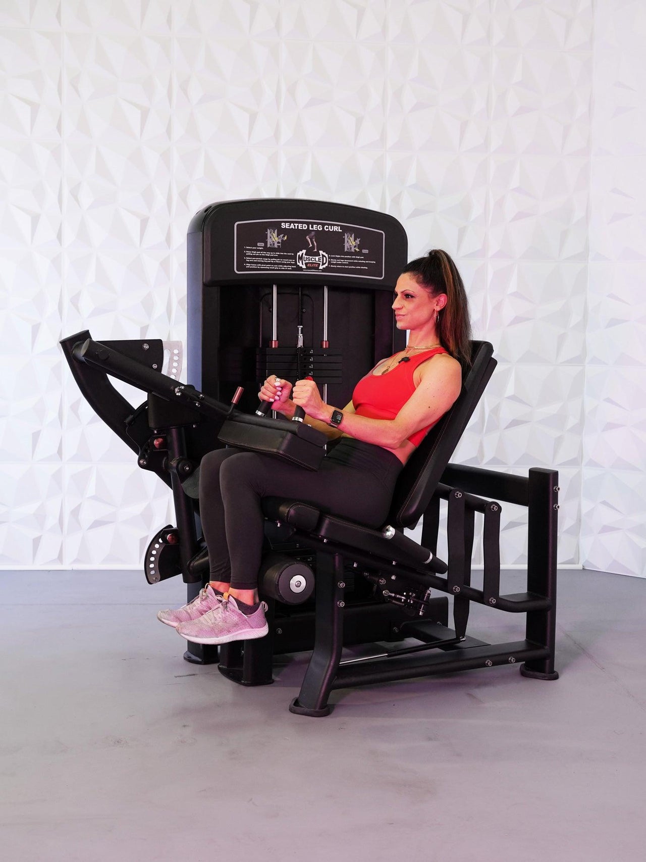 Elite Selectorized Seated Leg Curl - Muscle D Fitness - Commercial - Adjustable Seat - Pin Selectorized - Hamstring Workout