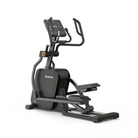 Thumbnail for Black commercial elliptical cross trainer with digital display and moving handlebars on a white background.