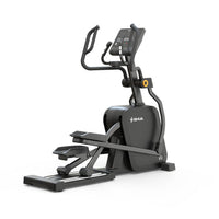 Thumbnail for Black commercial cross trainer elliptical with a digital display and moving handlebars.