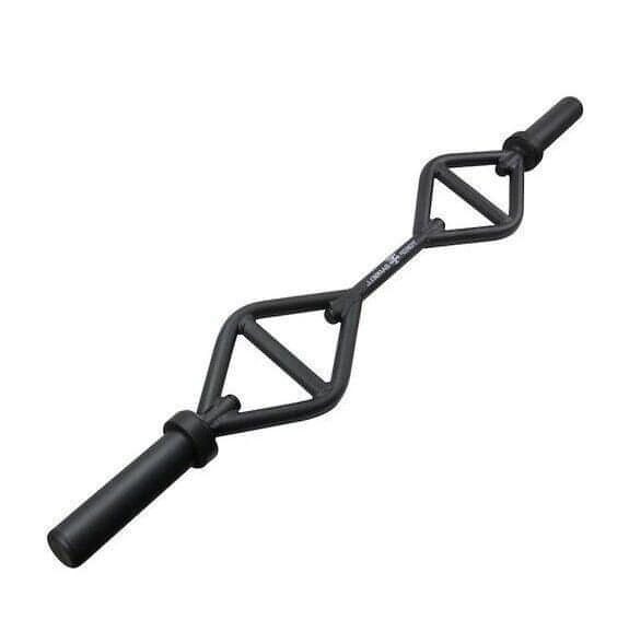 Black multi-grip barbell with two diamond-shaped frames and straight handles on each end.